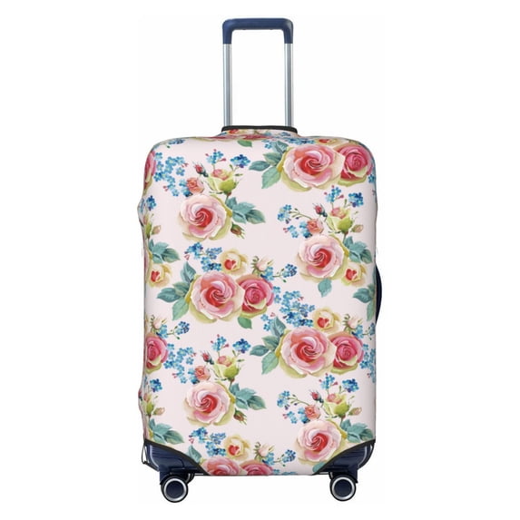 Lsque Rose Flowers Printed Luggage Cover, Travel Luggage Protector,Scratch and Dirt Resistant, Fits 18-32 Inch Luggage - X-Large