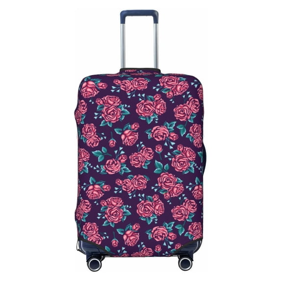 Lsque Rose Flowers Printed Luggage Cover, Travel Luggage Protector,Scratch and Dirt Resistant, Fits 18-32 Inch Luggage - X-Large
