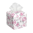 thumbnail image 1 of Lsque Rose Flowers Printed Tissue Box Cover Holder, Facial Paper Organizer Dispenser,Square with Bottom Belt, PVC Leather Decorative Organizer, 1 of 8