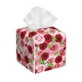 thumbnail image 1 of Lsque Rose Flowers Printed Tissue Box Cover Holder, Facial Paper Organizer Dispenser,Square with Bottom Belt, PVC Leather Decorative Organizer, 1 of 8