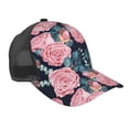 thumbnail image 1 of Lsque Rose Flowers Printed Trucker Hat - Baseball Cap for Men Women - Breathable Mesh Side, Adjustable Fit - for Casual Wear, 1 of 7