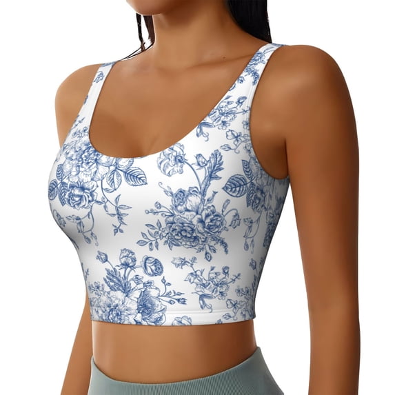 Lsque Rose Flowers Printed Women'S Sports Bra, Compression, Moisture Wicking, High-Impact Sports Bra For Women,Supportive sports bra-X-Large