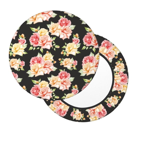 Lsque Rose Flowers Round Bar chair cushion covers Velvet Fabric Premium Comfort Protects from Scratches and Stains for 14-17 Inch Chair- 13 inch