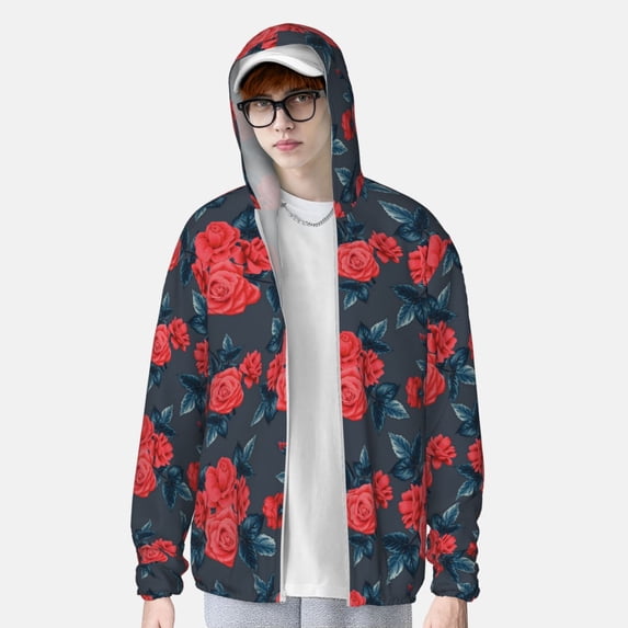 Lsque Rose Flowers UPF 50+ Lightweight Sun Protection Men's Women's Long Sleeve Shirt, Hoodie Performance -3X-Large