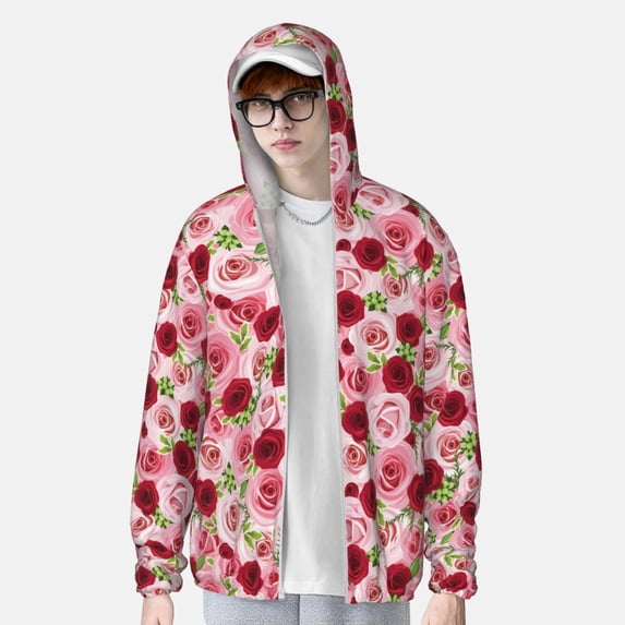 Lsque Rose Flowers UPF 50+ Lightweight Sun Protection Men's Women's Long Sleeve Shirt, Hoodie Performance -