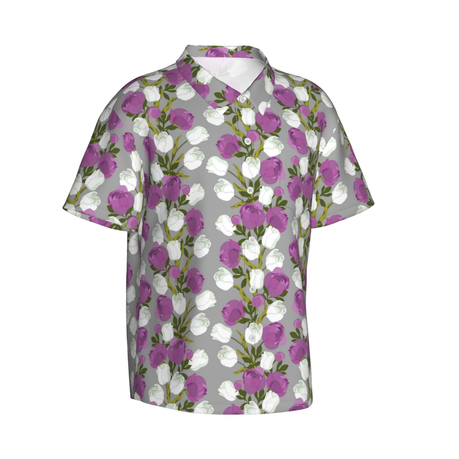 Lsque Rose Flowers pattern Hawaiian Shirt for Men, Unisex Summer Beach Casual Short Sleeve
