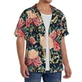 thumbnail image 1 of Lsque Rose Flowers print Men's Cuban Collar Short Sleeve Shirt Summer Beachwear Casual Button Down Fashionable Vacation Leisure Shirt-3X-Large, 1 of 7
