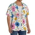 thumbnail image 1 of Lsque Rose Flowers print Men's Cuban Collar Short Sleeve Shirt Summer Beachwear Casual Button Down Fashionable Vacation Leisure Shirt-Small, 1 of 7