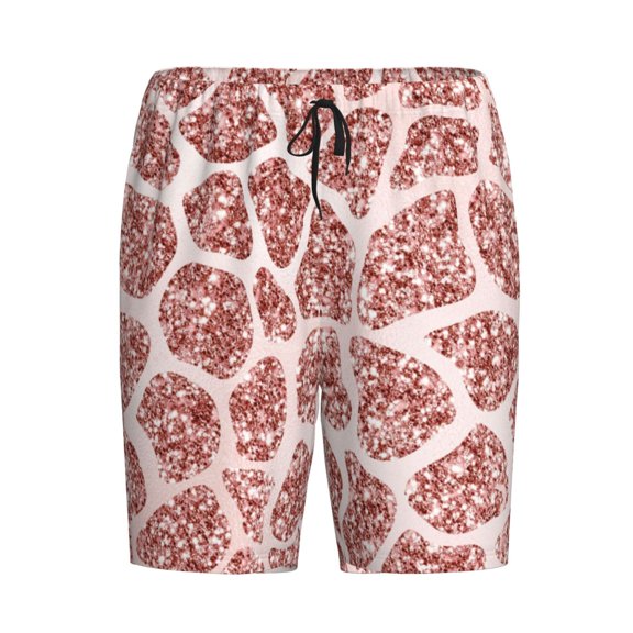 Lsque Rose Gold Abstract Spots Mens Sleep Pajama Shorts,Short Pajama Pants, Cotton Ultra-Soft Knit-Large