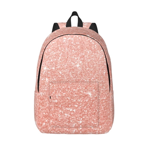 Lsque Rose Gold Glitter Pattern Canvas Daypack, Durable Backpack, High-quality Versatile Backpack,Vintage Compact Backpack-Medium