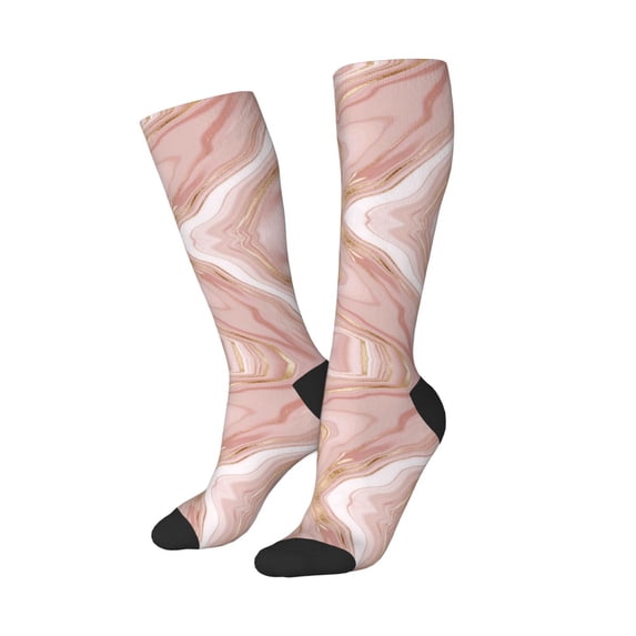 Lsque Rose Gold Glitter Splatter Printed Crew Socks Men's Women's LightWeight Thin Casual Calf Socks ,Knee High Socks,Cotton Socks