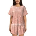 thumbnail image 1 of Lsque Rose Gold Glitter Women's Short-Sleeved Pajama Set - 2 Piece Soft and Lightweight Sleepwear Set-Medium, 1 of 1