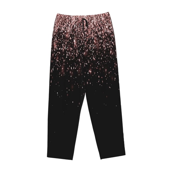 Lsque Rose Gold Glitter1 Print Women's Pajama Pants, Lounge Pant - Comfortable Home Wear,Elastic Waistband, Stylish Design-Medium