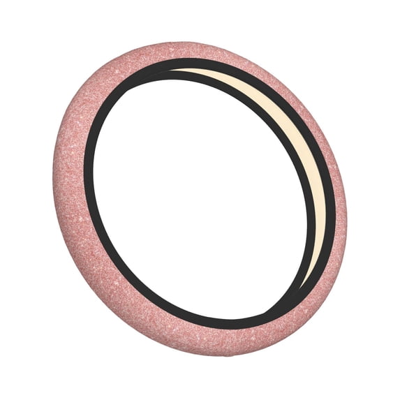Lsque Rose Gold Pink Glitter Ultra Soft Car Steering Wheel Cover for Women, Standard 15 inch Size for Truck Van SUV Auto