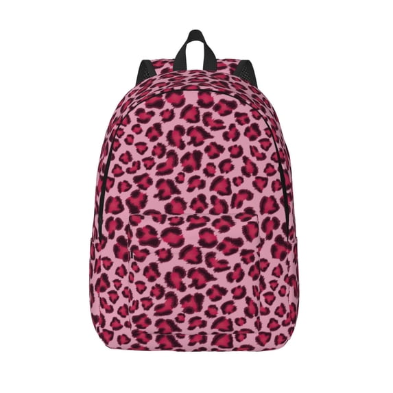 Lsque Rose Leopard Print Pattern Canvas Daypack, Durable Backpack, High-quality Versatile Backpack,Vintage Compact Backpack-Small