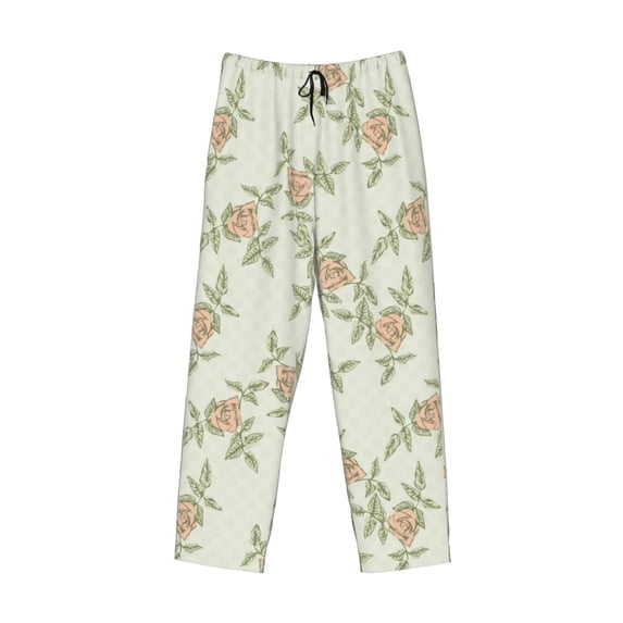Lsque Rose Print Men's Pajama Pants, Lounge Pant - Comfortable Home Wear,Elastic Waistband, Stylish Design-Large