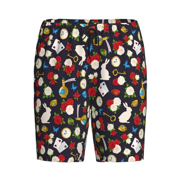 Lsque Rose Rabbit Mens Sleep Pajama Shorts,Short Pajama Pants, Cotton Ultra-Soft Knit-Large