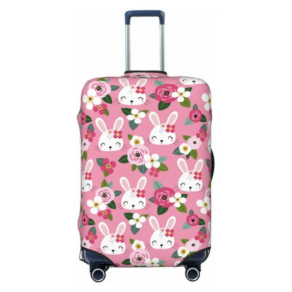 Lsque Rose Rabbit Printed Luggage Cover, Travel Luggage Protector,Scratch and Dirt Resistant, Fits 18-32 Inch Luggage - Medium