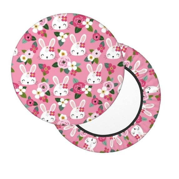 Lsque Rose Rabbit Round Bar chair cushion covers Velvet Fabric Premium Comfort Protects from Scratches and Stains for 14-17 Inch Chair- 14 inch