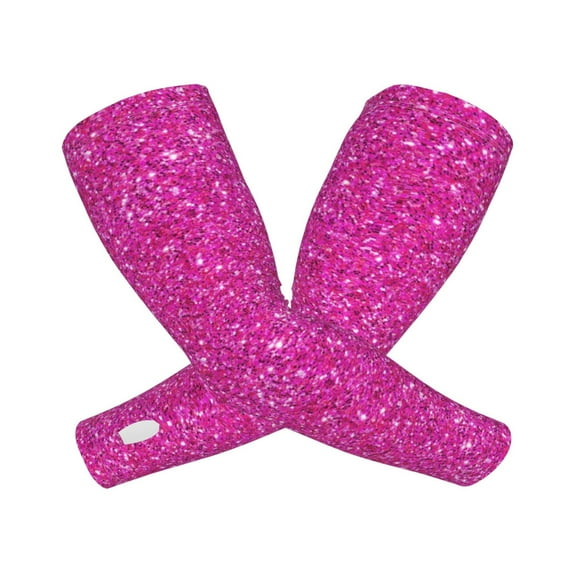 Lsque Rose Red Glitter Cooling Arm Sleeves for Men & Women -Compression Sleeves to Cover Arms for Working,Sun Sleeves for UV Protection,Breathable, Moisture-Wicking