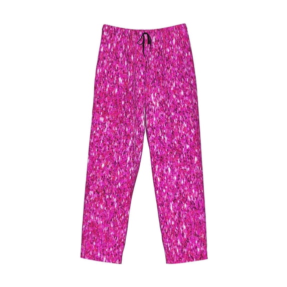Lsque Rose Red Glitter Print Men's Pajama Pants, Lounge Pant - Comfortable Home Wear,Elastic Waistband, Stylish Design-X-Large