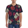 thumbnail image 1 of Lsque Roses Skulls Pattern Mens Polo Golf Shirts Funny Graphics Shorts Sleeve Button Shirts Baseball T-shirt-4X-Large, 1 of 7