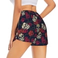 thumbnail image 1 of Lsque Roses Skulls Printed Women's Running Shorts with Liner Pockets,Elastic Quick Dry Workout Athletic Gym Yoga Shorts,Womens High Waist Shorts-X-Large, 1 of 9