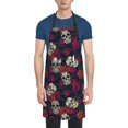 thumbnail image 1 of Lsque Roses Skulls Waterproof Apron Chef Aprons for Men Heavy Duty Chemical Work Apron Extra Long Grilling Aprons with Adjustable Bib Apron, 1 of 9