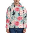 thumbnail image 1 of Lsque Roses and Butterflies Pattern Casual Men's Hoodie,Hooded Sweatshirt with Kangaroo Pocket,Pullover Hoodie-Large, 1 of 7