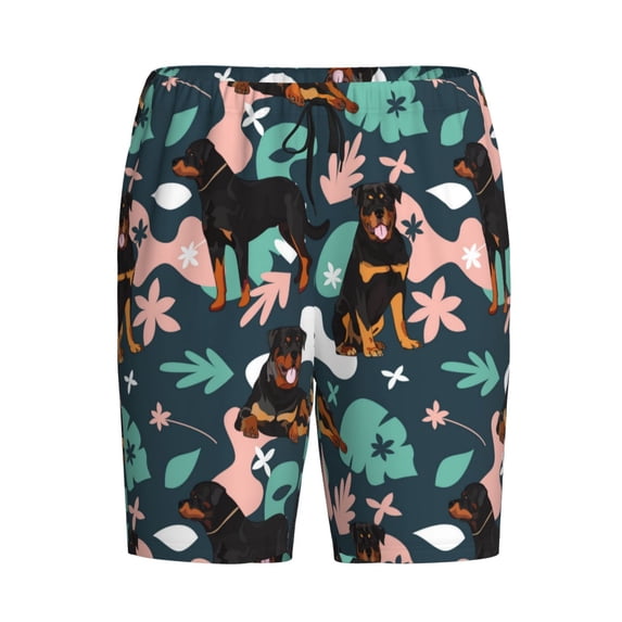 Lsque Rottweiler Mens Sleep Pajama Shorts,Short Pajama Pants, Cotton Ultra-Soft Knit-4X-Large