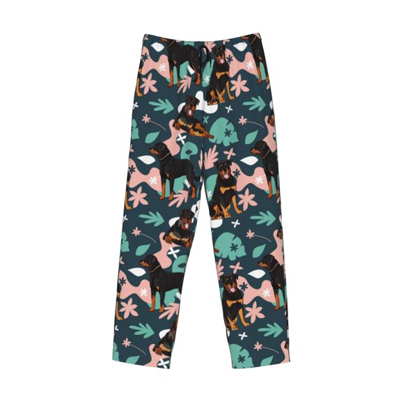 Lsque Rottweiler Print Men's Pajama Pants, Lounge Pant - Comfortable Home Wear,Elastic Waistband, Stylish Design-X-Large