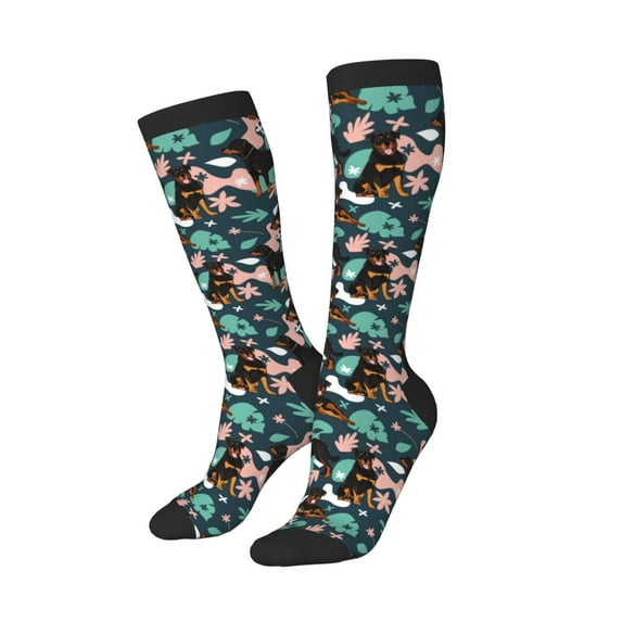 Lsque Rottweiler Printed Crew Socks Men's Women's LightWeight Thin Casual Calf Socks ,Knee High Socks,Cotton Socks