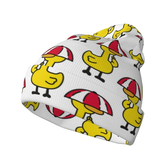 Lsque Rubber Duck Chicken Bird Pattern Knitted Beanie, Unisex Winter Hat, Knit Hat Winter Beanies Thick Fisherman Beanies Cuffed Plain Skull Caps