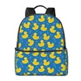 thumbnail image 1 of Lsque Rubber Duck Pattern Backpack – School Travel Canvas Daypack with Ergonomic Padded Straps, Multiple Compartments & Leather Handle, 1 of 5