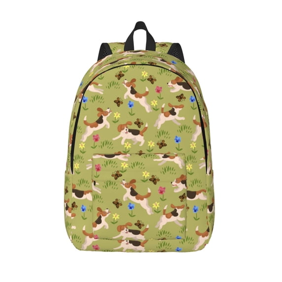 Lsque Running Beagle Pattern Canvas Daypack, Durable Backpack, High-quality Versatile Backpack,Vintage Compact Backpack-Medium