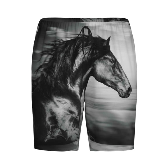 Lsque Running Horse Mens Sleep Pajama Shorts,Short Pajama Pants, Cotton Ultra-Soft Knit-Large
