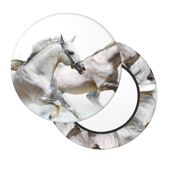 Lsque Running White Horses Round Bar chair cushion covers Velvet Fabric Premium Comfort Protects from Scratches and Stains for 14-17 Inch Chair- 12 inch