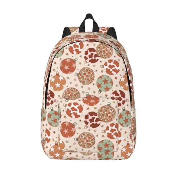 Lsque Rustic Christmas Ornaments Pattern Canvas Daypack, Durable Backpack, High-quality Versatile Backpack,Vintage Compact Backpack-Small