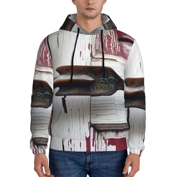 Lsque Rustic Door Handle Closeup Pattern Casual Men's Hoodie,Hooded Sweatshirt with Kangaroo Pocket,Pullover Hoodie-X-Large