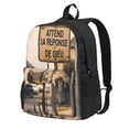 thumbnail image 1 of Lsque Rustic French Signpost Pattern Adult Backpack – Durable & Lightweight PU Canvas Storage Bag , 15” Laptop Compartment, and Multiple Pockets, 1 of 7