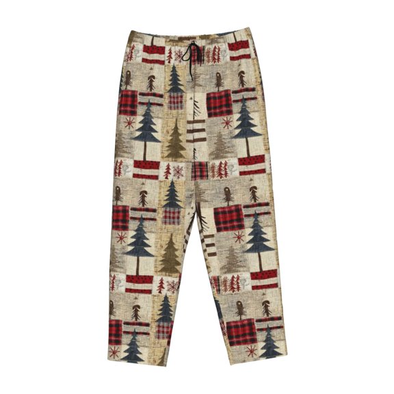 Lsque Rustic Plaid Forest Lodge Print Women's Pajama Pants, Lounge Pant - Comfortable Home Wear,Elastic Waistband, Stylish Design-Medium