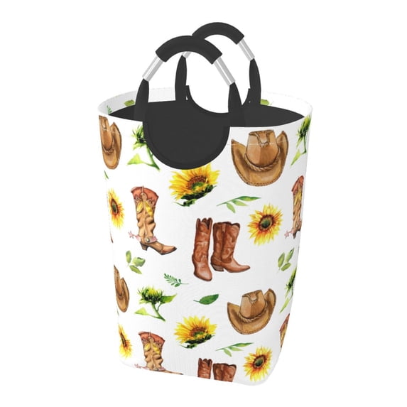Lsque Rustic Western Charm Laundry Basket, Laundry Hamper, Dirty Clothes Hamper for Laundry, Collapsible, Waterproof Laundry Baskets with Aluminum Handles for Laundry, Dorm, Family