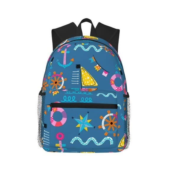 Lsque Sailboat With Sailing Classic Casual Backpack - Large Capacity Water-Resistant Backpack for School, Work, Travel, and Outdoor Activities