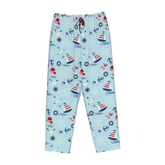 Lsque Sailboats Anchors Print Women's Pajama Pants, Lounge Pant - Comfortable Home Wear,Elastic Waistband, Stylish Design-XX-Large