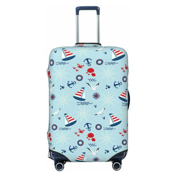 Lsque Sailboats Anchors Printed Luggage Cover, Travel Luggage Protector,Scratch and Dirt Resistant, Fits 18-32 Inch Luggage - Medium