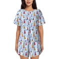 thumbnail image 1 of Lsque Sailboats And Seagulls Women's Short-Sleeved Pajama Set - 2 Piece Soft and Lightweight Sleepwear Set-Small, 1 of 7