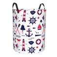 thumbnail image 1 of Lsque Sailing Marine Travel pattern Laundry Hamper Basket, Tall Woven Rope Hamper Basket for Clothes, Lightweight Storage Basket, Collapsible Waterproof-Small, 1 of 8
