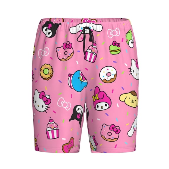 Lsque Sanrio Mens Sleep Pajama Shorts,Short Pajama Pants, Cotton Ultra-Soft Knit-X-Large