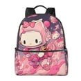 thumbnail image 1 of Lsque Sanrio Pattern Backpack – School Travel Canvas Daypack with Ergonomic Padded Straps, Multiple Compartments & Leather Handle, 1 of 5
