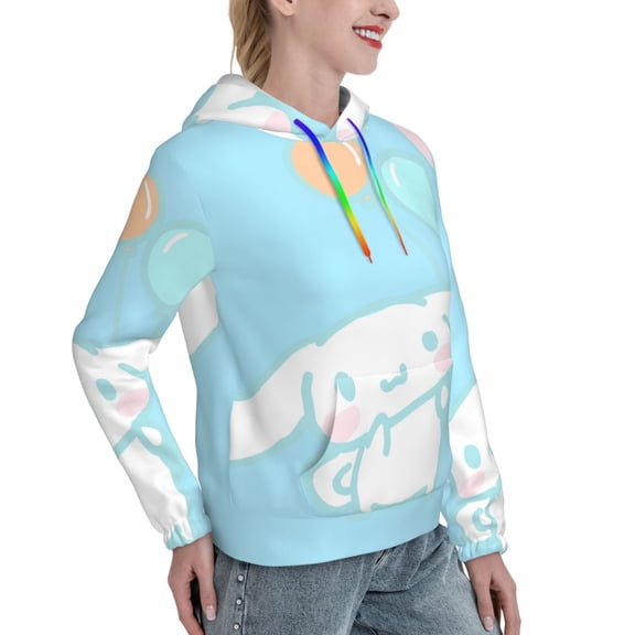 Lsque Sanrio Pattern Casual Women's Hoodie,Hooded Sweatshirt with Kangaroo Pocket,Pullover Hoodie with Eye-catching Drawstrings-XX-Large